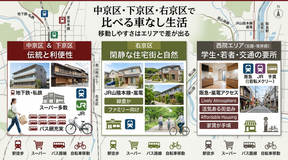 京都で駅近にこだわらず生活動線で物件を選ぶイメージ
