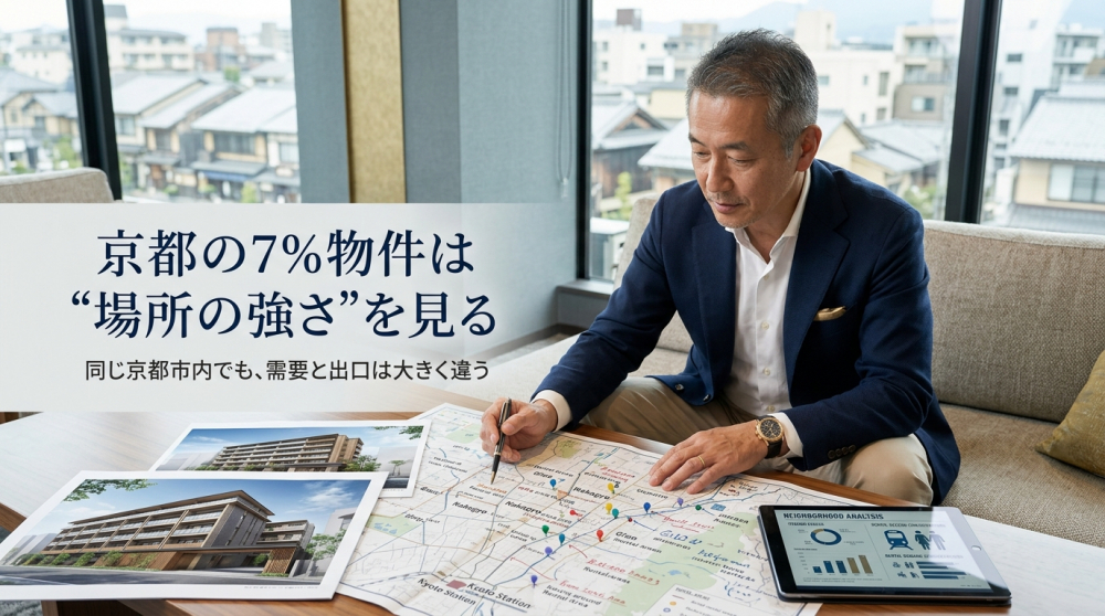 京都の収益物件エリアを検討する不動産投資家のイメージ画像