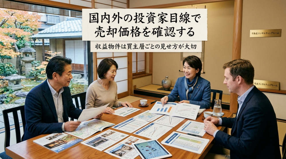 国内外の投資家目線で京都不動産を査定するイメージ