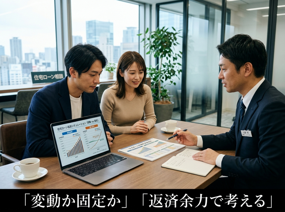 変動金利と固定金利の考え方をイメージする画像