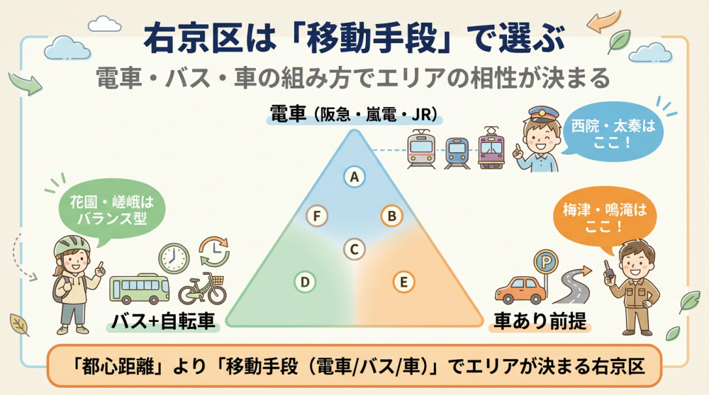 右京区は移動手段で選ぶ（電車・バス・車）