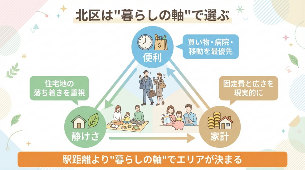 北区は生活軸で選ぶ（便利・静けさ・家計）