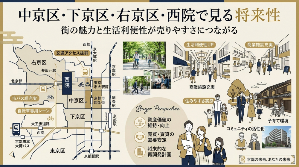 中京区下京区右京区西院周辺の将来性を確認するイメージ