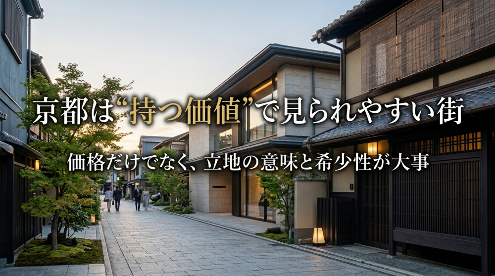 京都の街並みや文化的な不動産価値をイメージする画像
