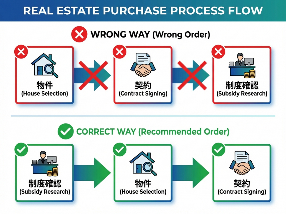 正しい不動産購入の順序フロー図