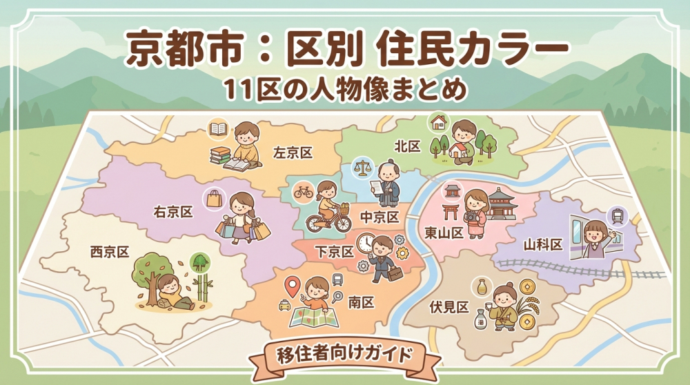 京都市の区ごとの住民カラー比較