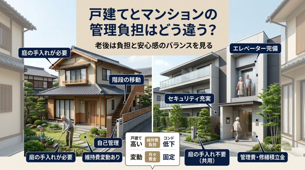 京都でマンションと戸建ての快適性を比較するイメージ