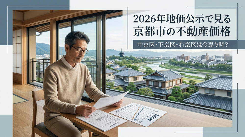 2026年地価公示と京都市の不動産価格を確認するイメージ